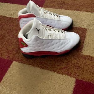 Jordan 13 red, white and black